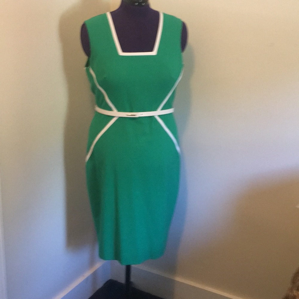 Kelly green asymmetrical Calvin Klein dress